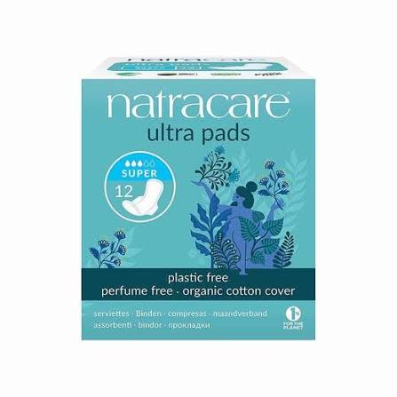 Natracare Ultra Super Pads with Wings 12 count
