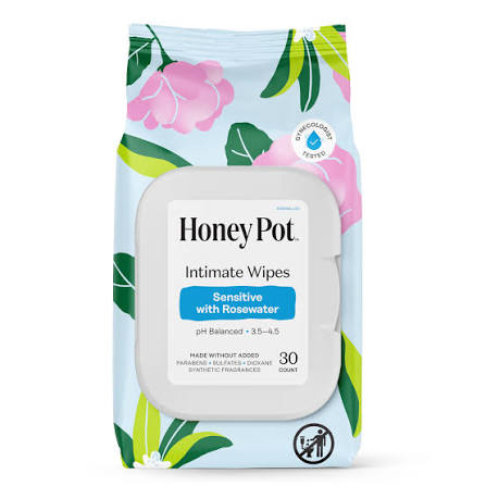 The Honey Pot Sensitive Bergamot Rose Feminine Wipes 30 count