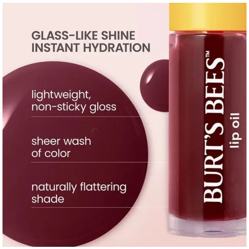 Burt's Bees Plum Twilight Lip Oil with Jojoba Oil 0.5 oz.