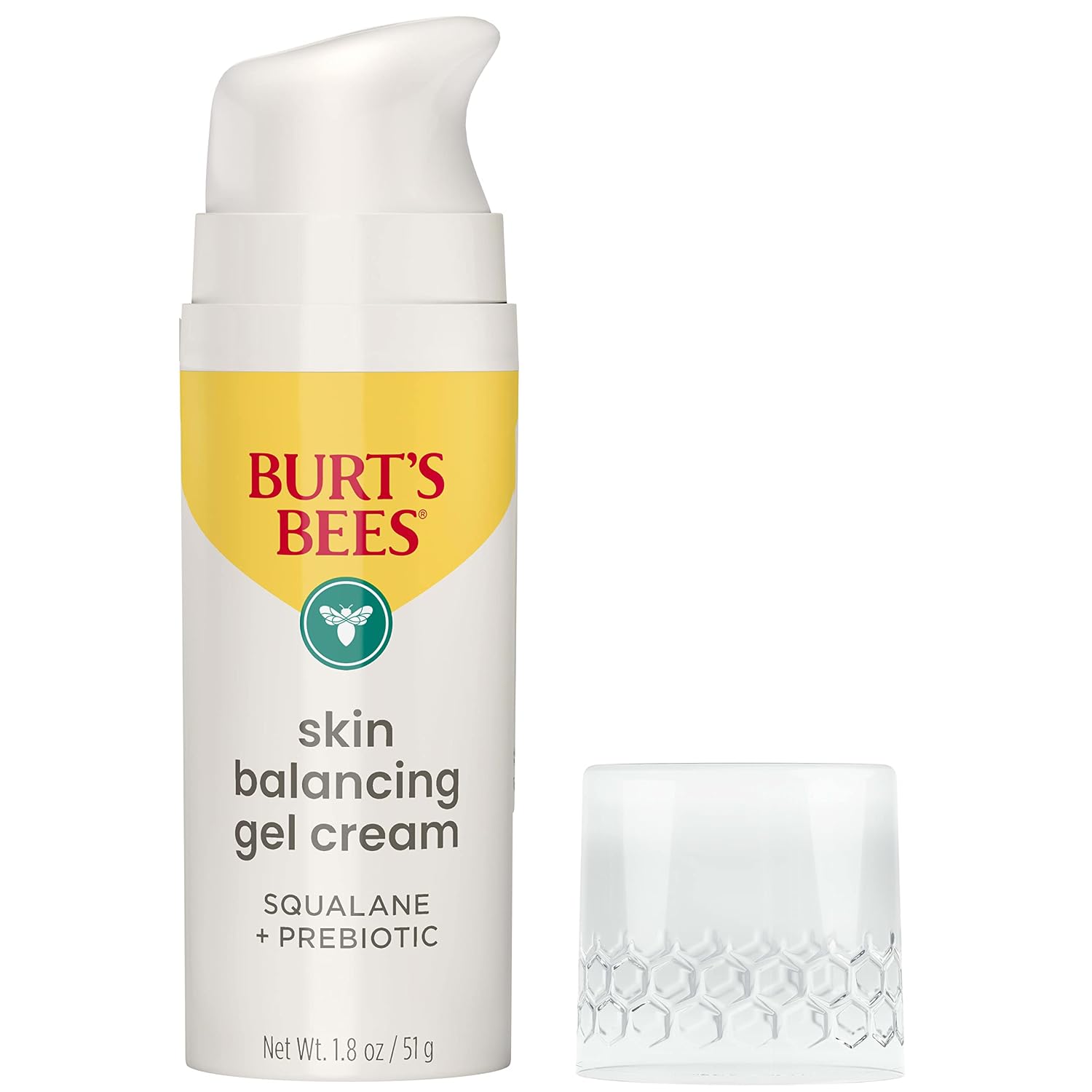 Burt's Bees Clear and Balanced Skin Balancing Gel Cream With Squalane and Prebiotic, Gel Moisturizer for Breakout-Prone Skin, 1.8 oz. Bottle