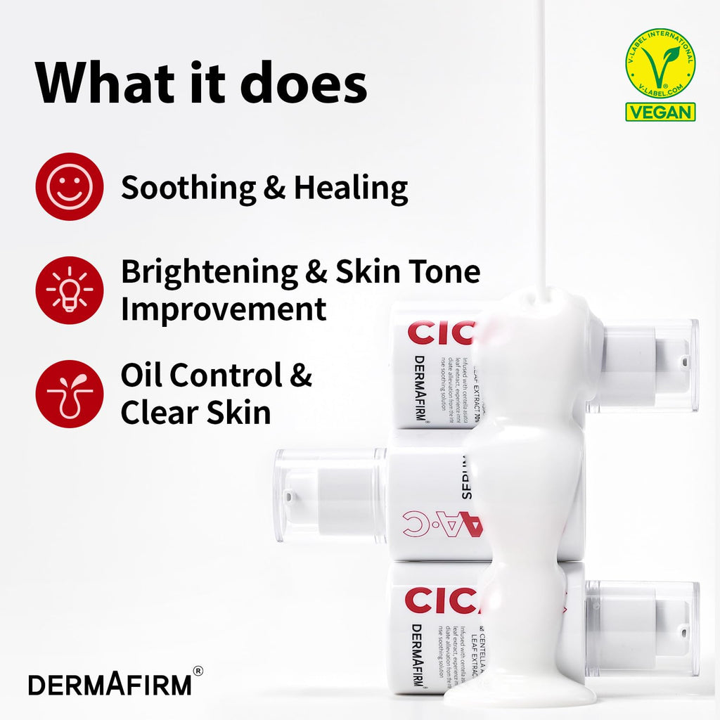 DERMAFIRM CICA AC Serum for Acne-Prone Skin – Korean Facial Serum with Exosome, Centella Asiatica, Niacinamide, Salicylic Acid & Vitamin B3 – Hydrating & Calming, 1.01 fl oz