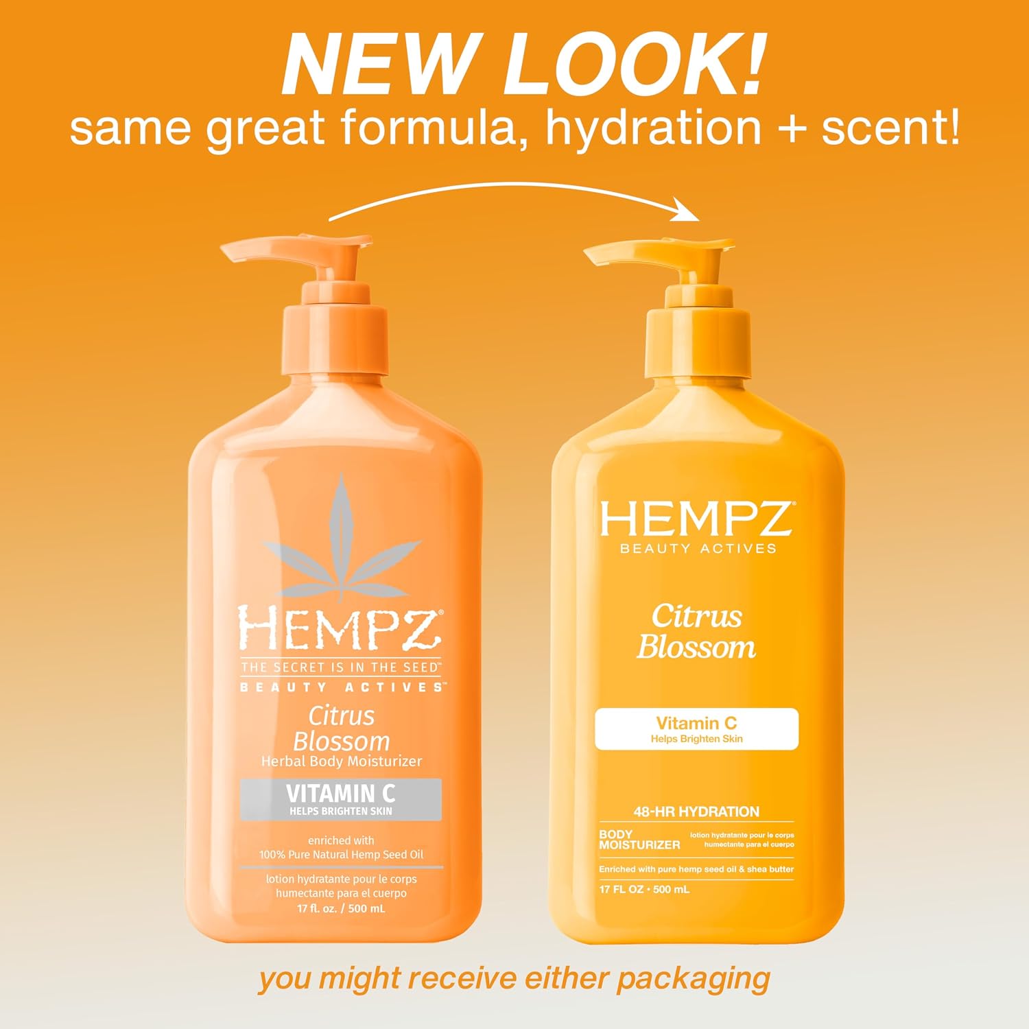 Hempz Body Lotion - Citrus Blossom Limited Edition Daily Moisturizing Cream with Vitamin C, Shea Butter, Aloe, Orange Extract, Hemp Seed Oil Body Moisturizer -17 Fl Oz