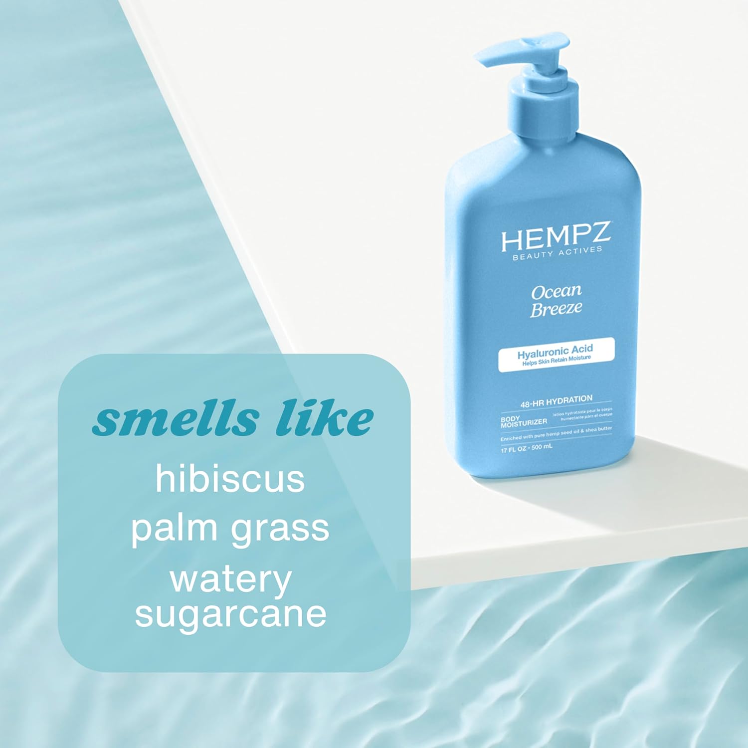 Hempz Body Lotion - Ocean Breeze Limited Edition Daily Moisturizing Cream, Shea Butter, Aloe, Body Moisturizer - Skin Care Products, Hemp Seed Oil - 17 Fl Oz