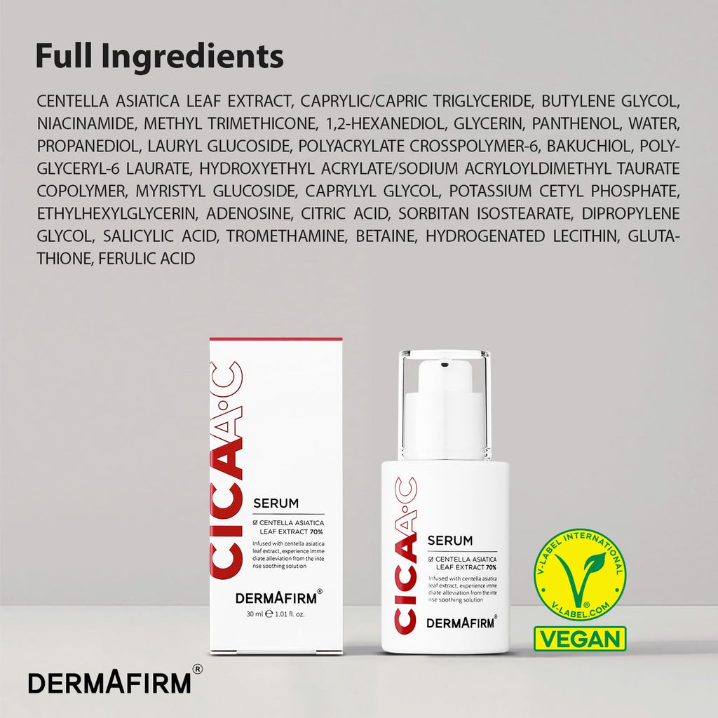 DERMAFIRM CICA AC Serum for Acne-Prone Skin – Korean Facial Serum with Exosome, Centella Asiatica, Niacinamide, Salicylic Acid & Vitamin B3 – Hydrating & Calming, 1.01 fl oz