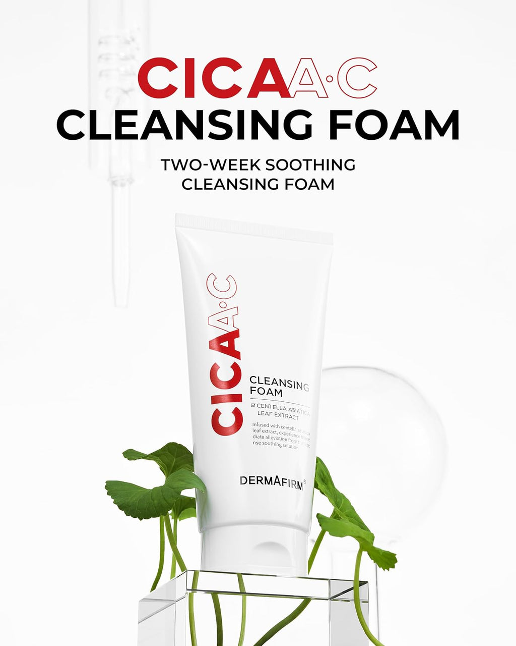 DERMAFIRM Cica AC Cleansing Foam 5.29 oz | Glycolic Acid Face Wash Niacinamide Face Wash Hydrating Facial Cleanser for Oily, Sensitive & Dry Skin | Korean Skincare Water Based Cleanser for Women & Men