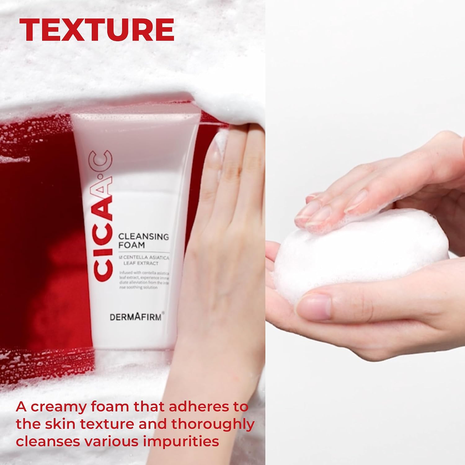 DERMAFIRM Cica AC Cleansing Foam 5.29 oz | Glycolic Acid Face Wash Niacinamide Face Wash Hydrating Facial Cleanser for Oily, Sensitive & Dry Skin | Korean Skincare Water Based Cleanser for Women & Men