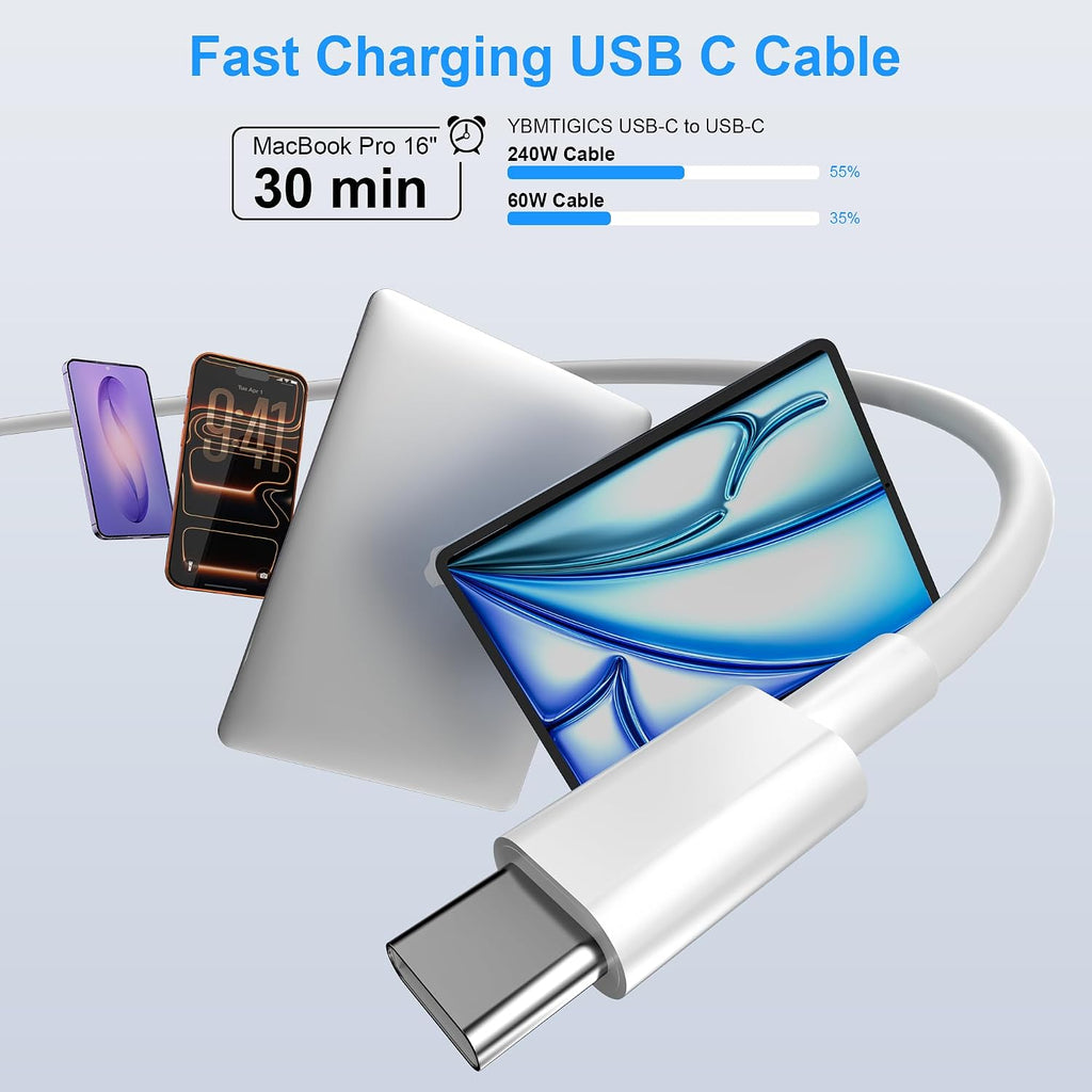 USB C to USB C Charging Cable 6ft 240W, 2Pack for Apple iPhone 17/16/15 Fast Charger Cord, Long USBC to USB-C Power Cord for iPhone 17/16e/Pro/Air/Pro Max,for MacBook Pro/Air, for iPad Pro/Air/Mini
