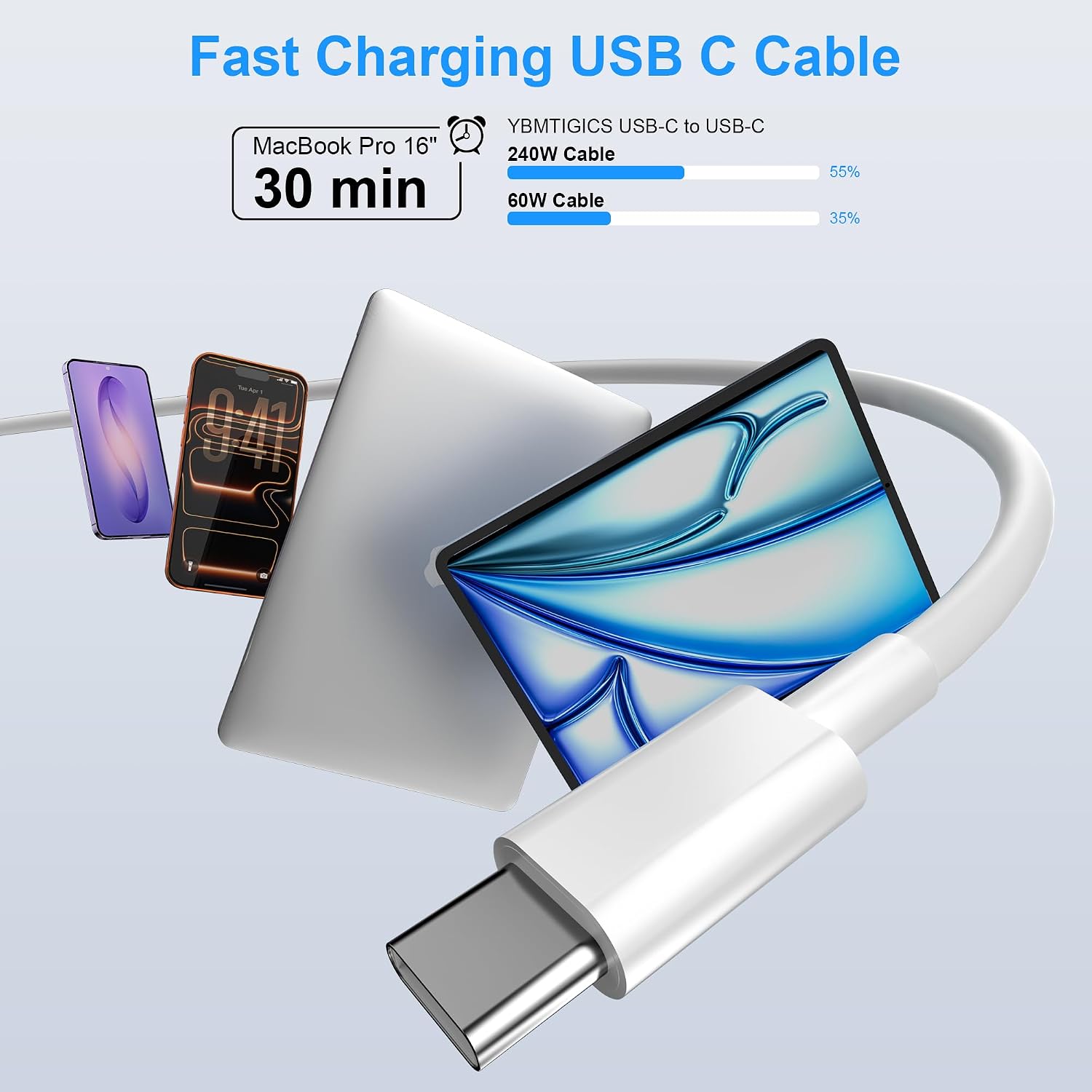 USB C to USB C Charging Cable 6ft 240W, 2Pack for Apple iPhone 17/16/15 Fast Charger Cord, Long USBC to USB-C Power Cord for iPhone 17/16e/Pro/Air/Pro Max,for MacBook Pro/Air, for iPad Pro/Air/Mini