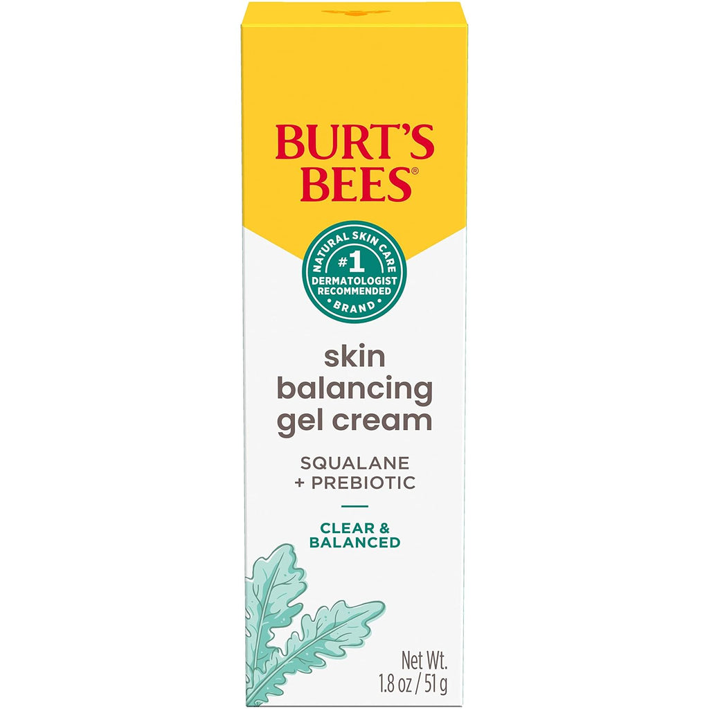 Burt's Bees Clear and Balanced Skin Balancing Gel Cream With Squalane and Prebiotic, Gel Moisturizer for Breakout-Prone Skin, 1.8 oz. Bottle