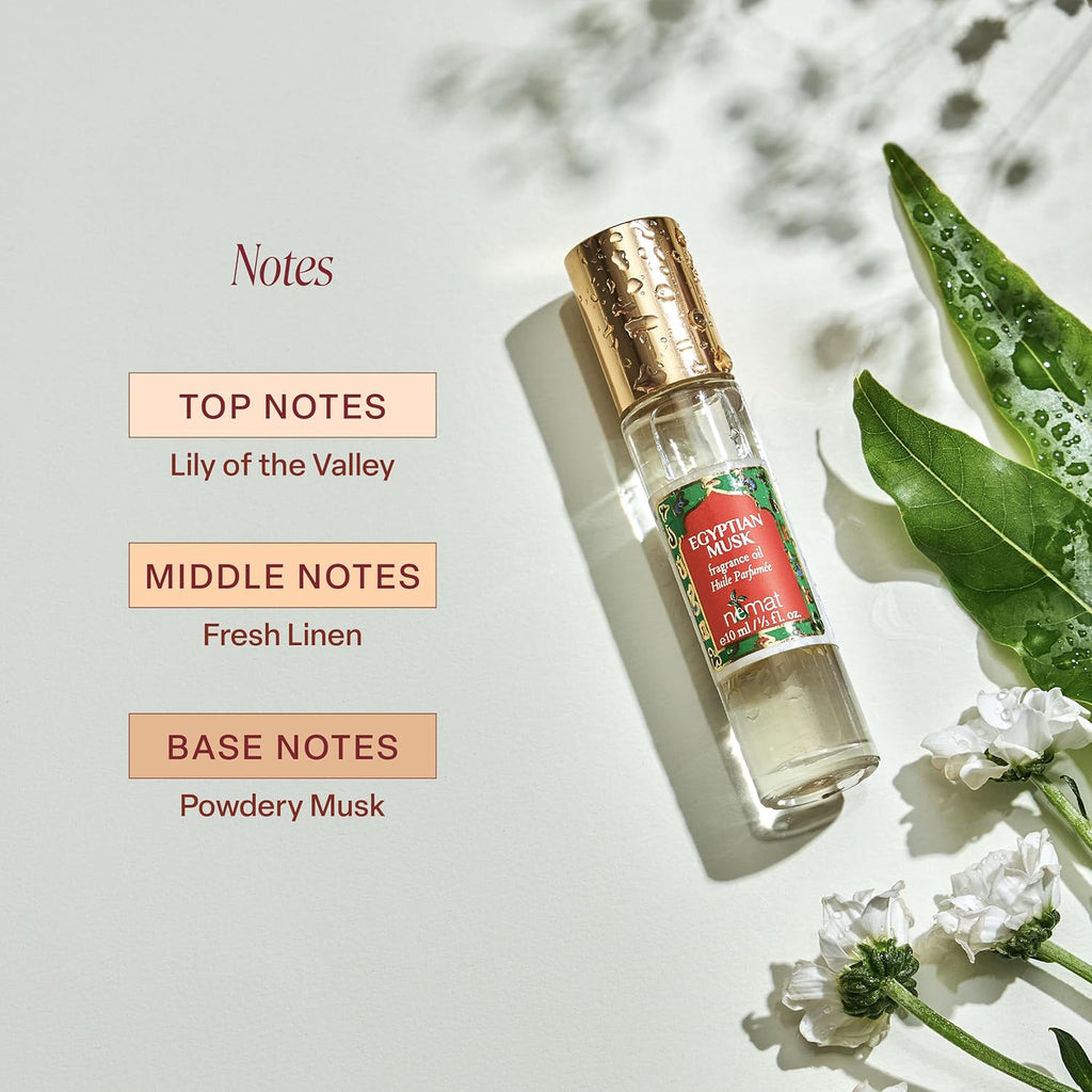 Egyptian Musk Perfume Oil Roll-On - Egyptian Fragrance Oil Roller (No Alcohol) Perfumes for Women and Men by Nemat Fragrances, 10 ml / 0.33 fl Oz