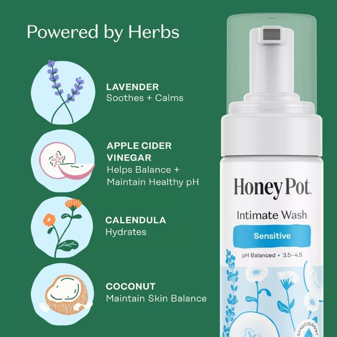 The Honey Pot Sensitive Foaming Intimate Wash 5.51 fl. oz