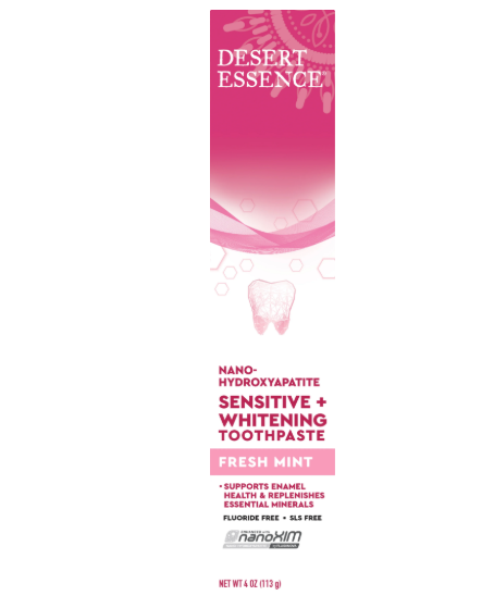 Desert Essence Fresh Mint Nano-Hydroxyapatite Sensitive + Whitening Toothpaste 4 oz.