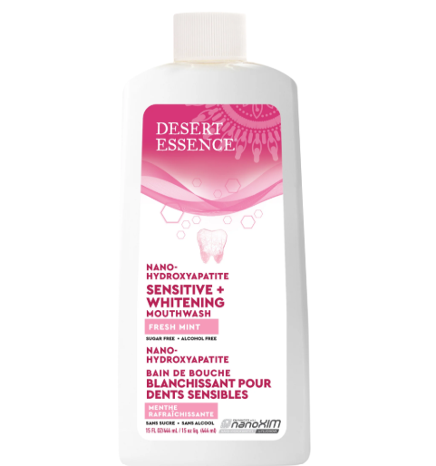Desert Essence Fresh Mint Nano-Hydroxyapatite Sensitive + Whitening Mouthwash 15 fl. oz.