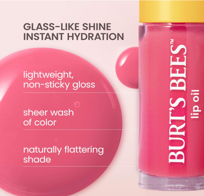 Burt's Bees Pink Sky Lip Oil with Jojoba Oil 0.5 oz.